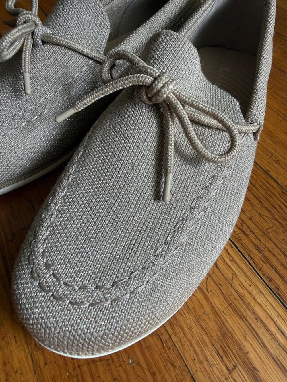 Rothy's The Boat Shoe Knit Loafer Flats in metallic golden silver neutral 8 - Picture 3 of 6